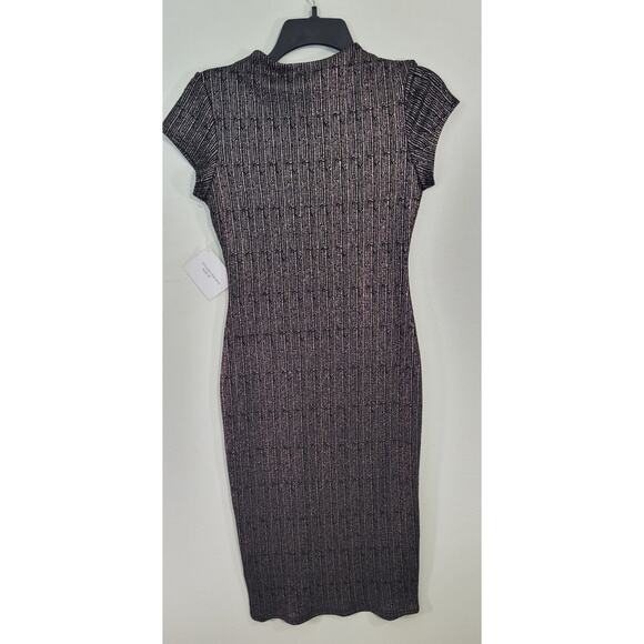 Stella Luce Dress Womens Medium Black Metallic Knee Length Sexy Bodycon Chic NWT - Picture 3 of 7